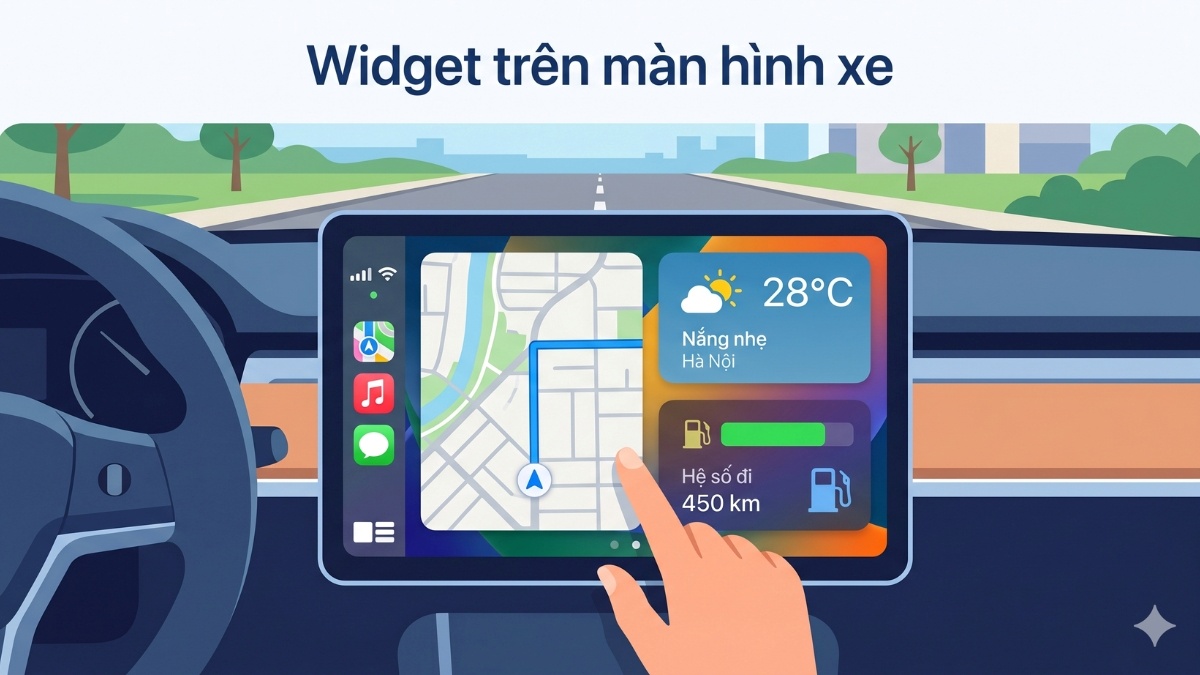 Các tính năng nổi bật của Apple Carplay - widget trên màn hình xe