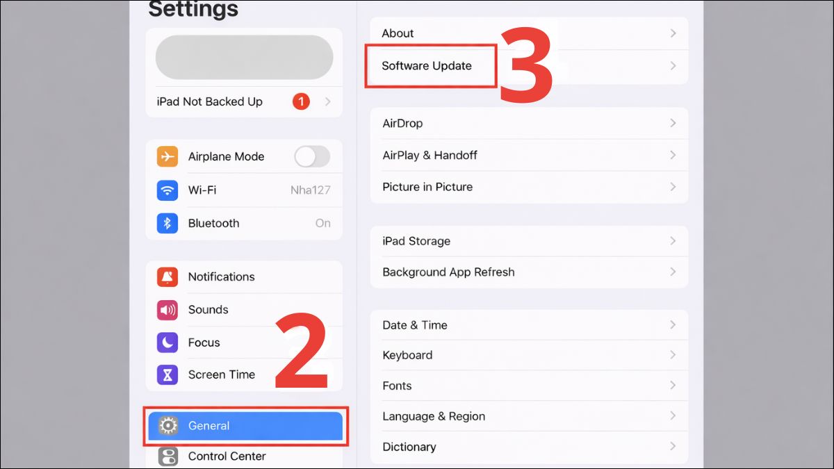 Cách khắc phục Apple Pencil 2 không lên pin - cập nhật lại iPad - bước 2