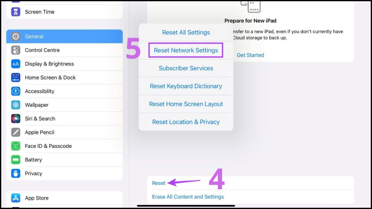 Cách khắc phục Apple Pencil 2 không lên pin - đặt lại cài đặt mạng - bước 3