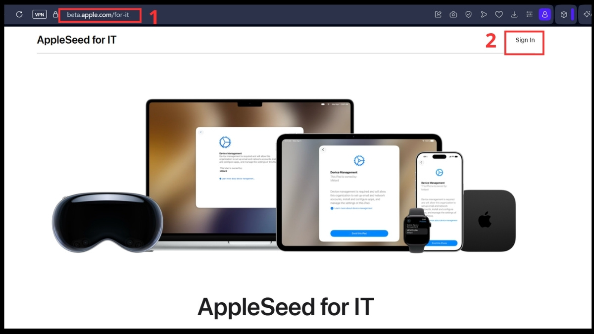 Hướng dẫn cách đăng ký tài khoản Apple SEED chi tiết - bước 1