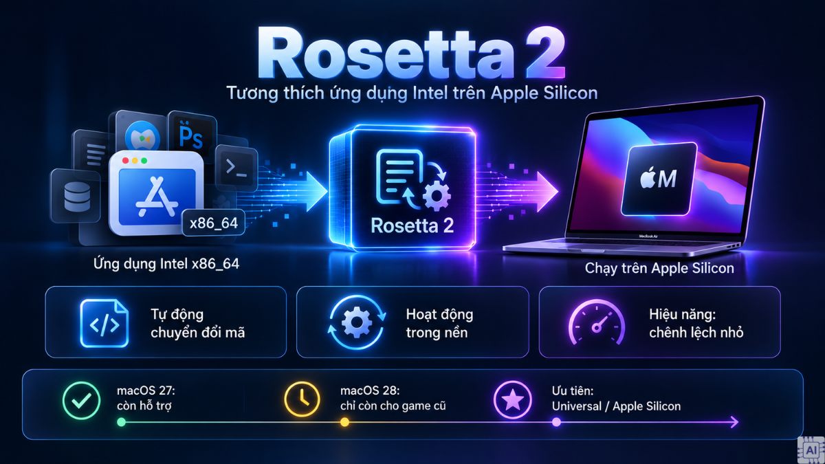 Khả năng tương thích ứng dụng qua công cụ Rosetta 2