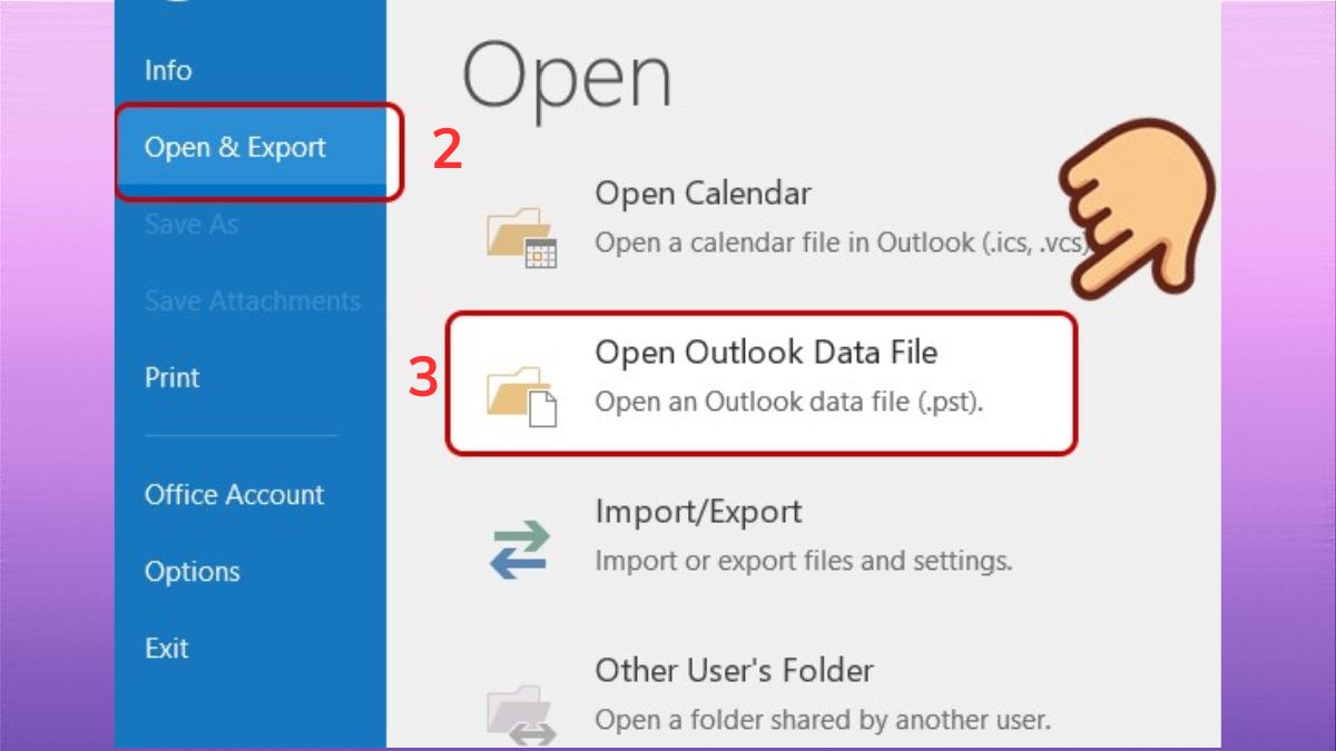 Cách mở và xem lại file archive (.pst) trong Outlook - bước 2
