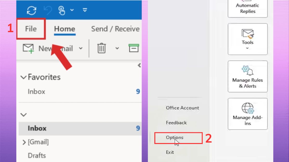 Hướng dẫn thiết lập auto archive trong Outlook - bước 1