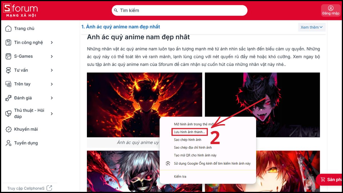 Hướng dẫn cách tải ảnh avatar ác quỷ chất lượng - bước 2