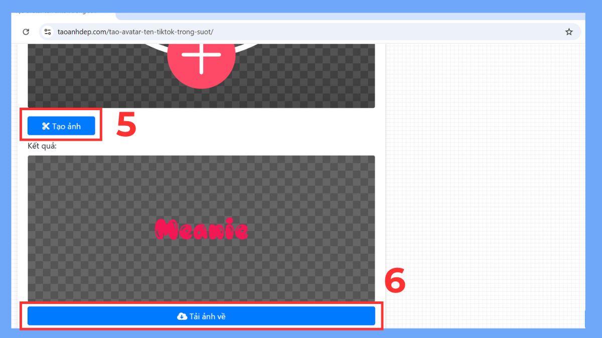 Tạo avatar trong suốt ảnh đại diện TikTok bằng website taoanhdep.com - bước 3