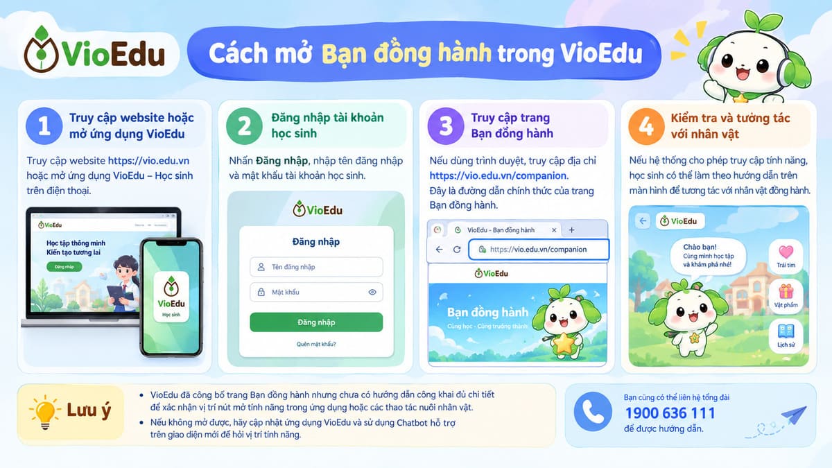 Cách mở Bạn đồng hành trong VioEdu