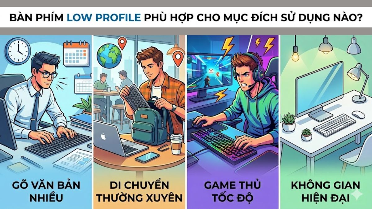 Bàn phím Low Profile phù hợp cho mục đích sử dụng nào?