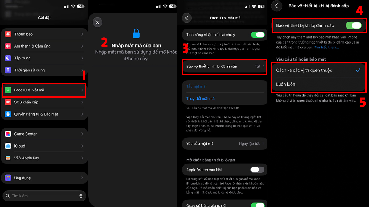 Cách bật bảo vệ thiết bị khi bị đánh cắp trên iPhone