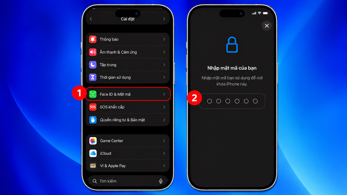 Tắt tính năng bảo vệ thiết bị khi bị đánh cắp trên iPhone - bước 1,2