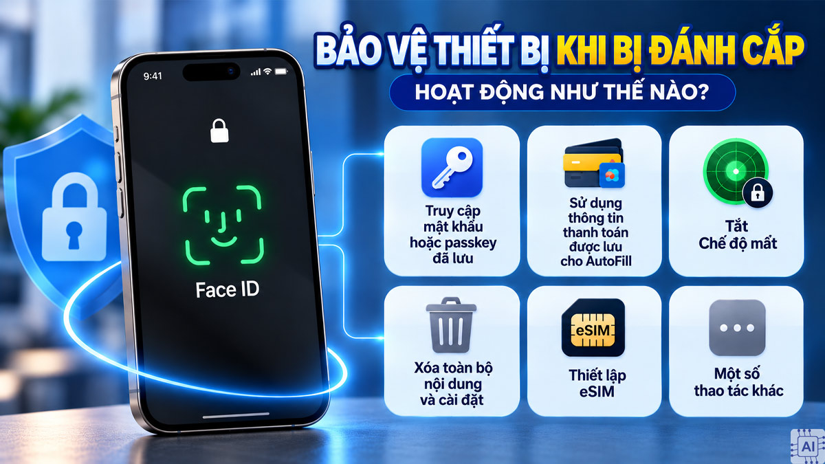 Bảo vệ thiết bị khi bị đánh cắp hoạt động như thế nào? - xác thực sính trắc học