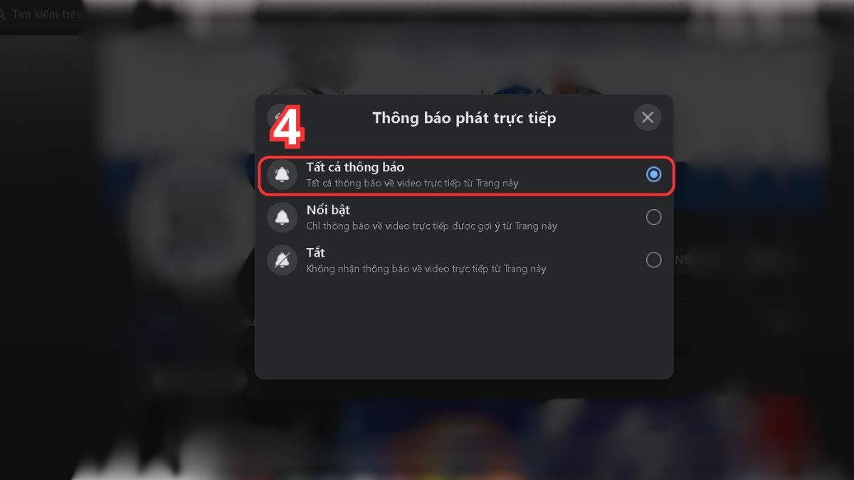 Hướng dẫn cách bật, tắt thông báo Live Stream trên Facebook trên máy tính - bước 3