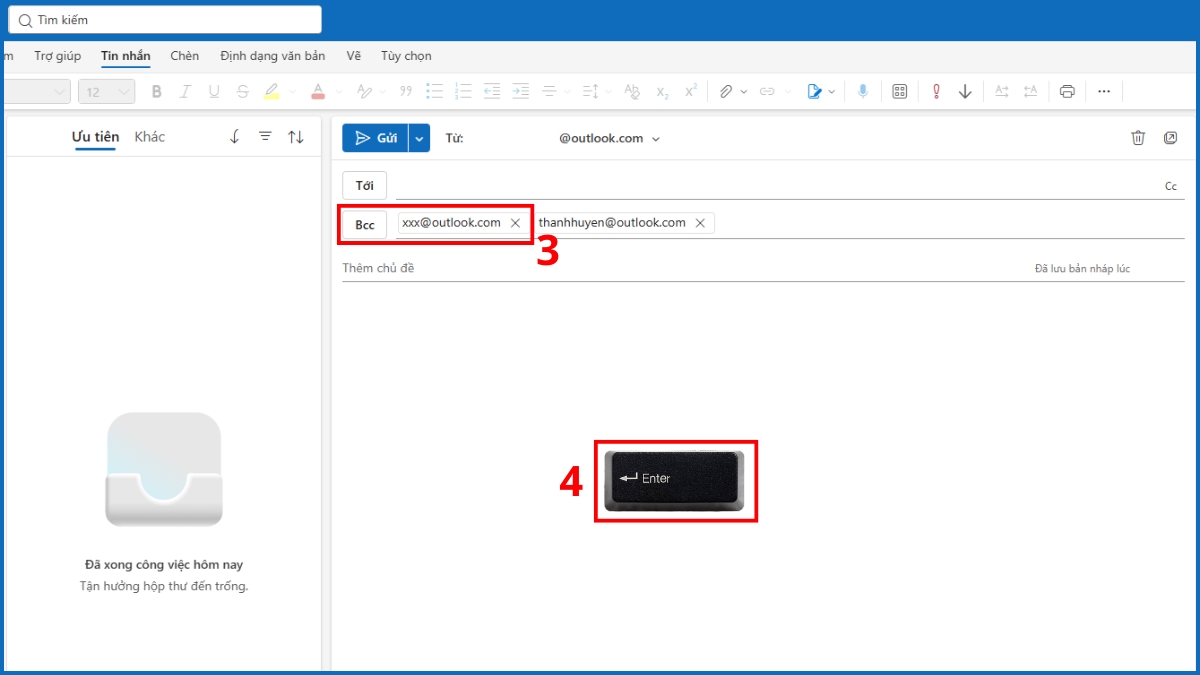 Cách gửi mail BCC hàng loạt trên Outlook - bước 3