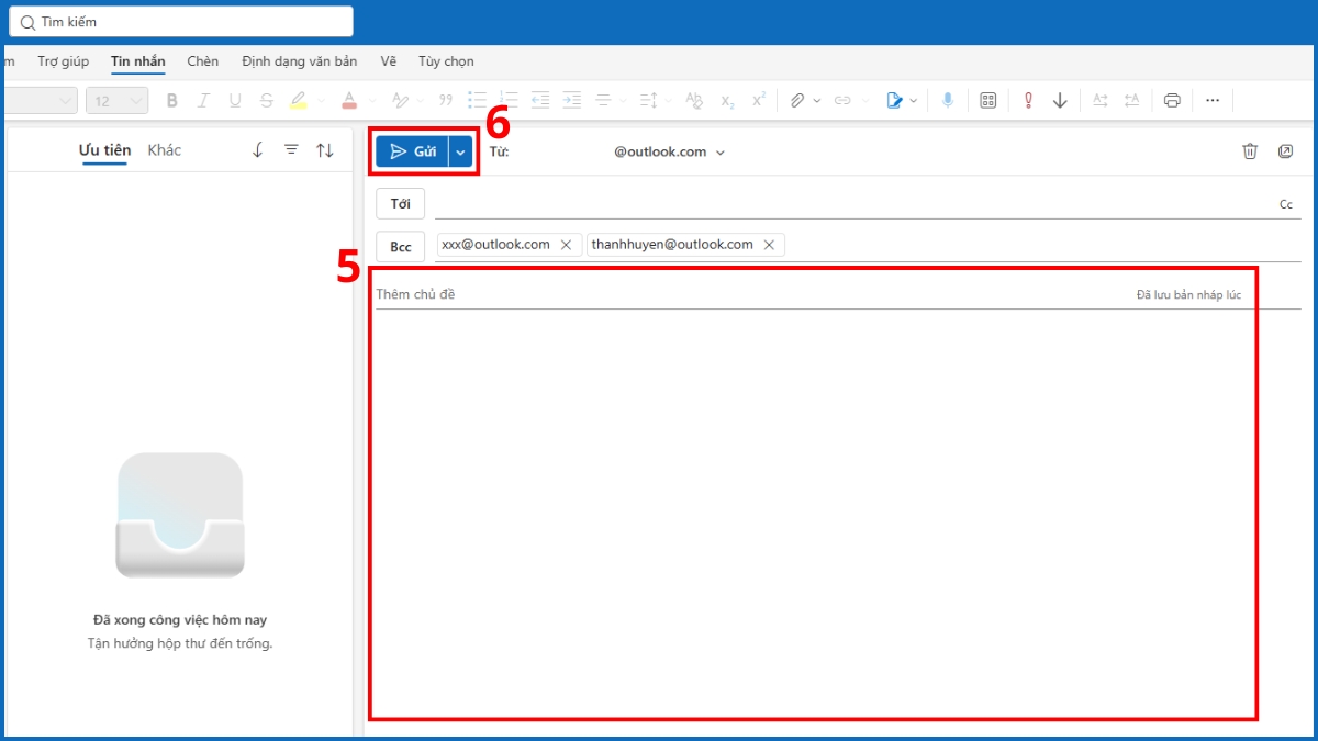 Cách gửi mail BCC hàng loạt trên Outlook - bước 4