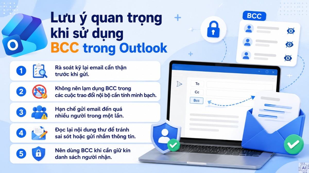 Lưu ý quan trọng khi sử dụng BCC trong Outlook