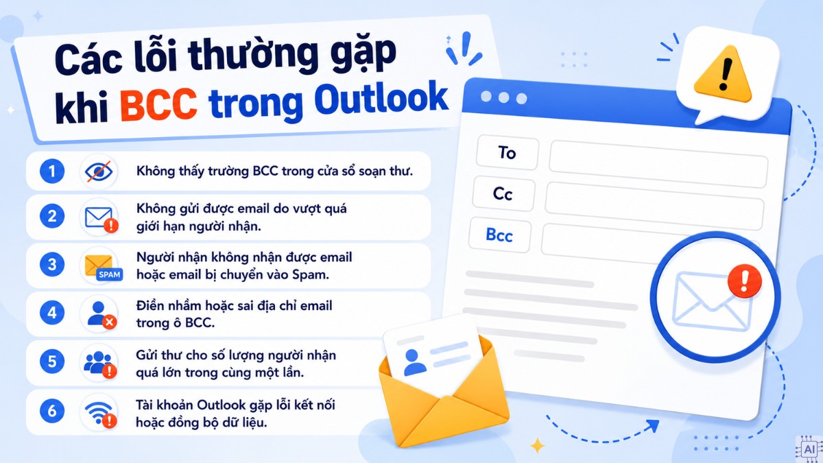 Các lỗi thường gặp khi BCC trong Outlook