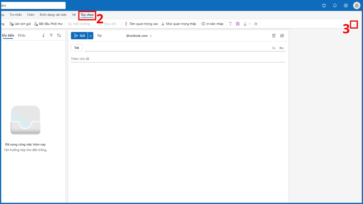 Cách hiện, ẩn BCC trong Outlook - bước 2