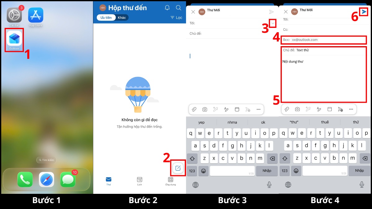 Gửi mail BCC trong Outlook trên điện thoại