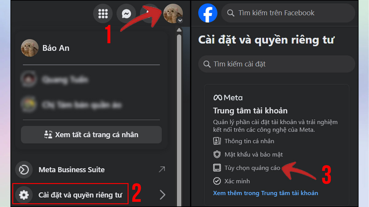 Ẩn hoạt động tương tác với Fanpage và quảng cáo trên máy tính - bước 1