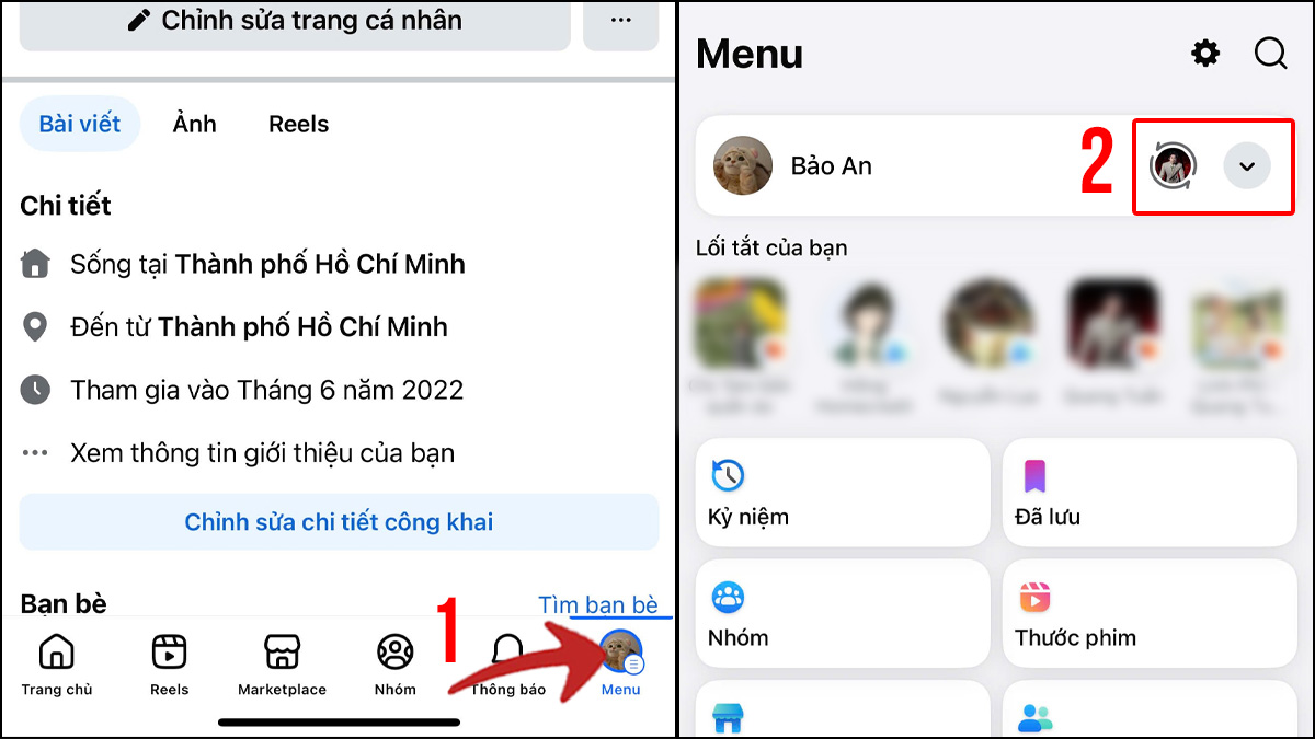 Bình luận bằng trang Fanpage (Page) thay vì tài khoản cá nhân trên điện thoại - bước 1