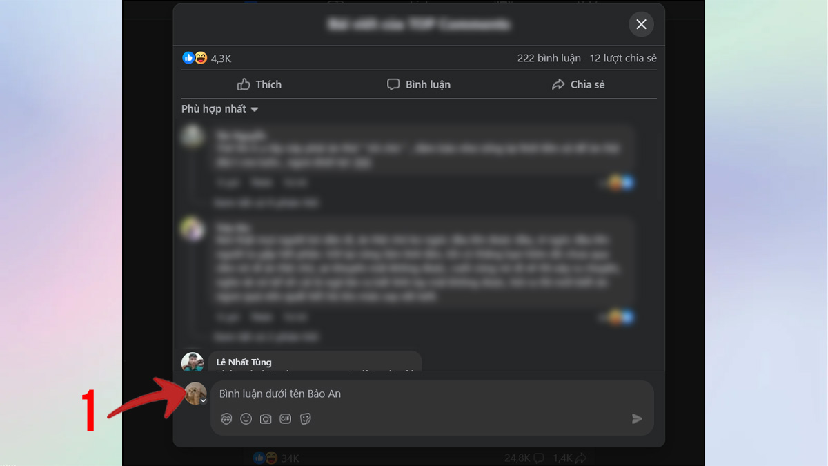 Bình luận bằng trang Fanpage (Page) thay vì tài khoản cá nhân trên máy tính - bước 1