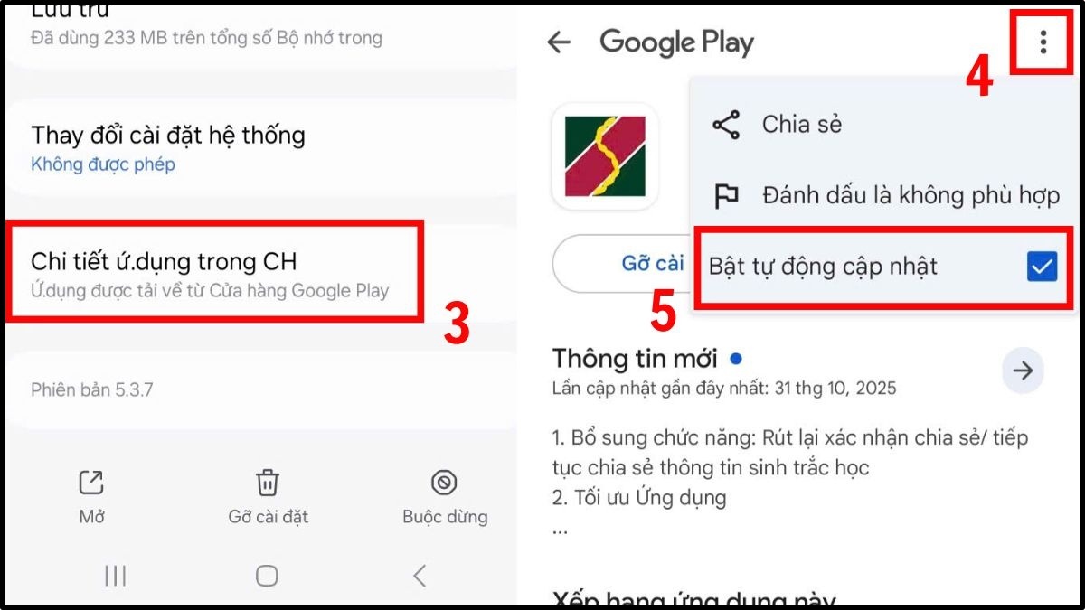 Gỡ cài đặt cập nhật giải phóng dung lượng bộ nhớ Samsung - bước 3,4
