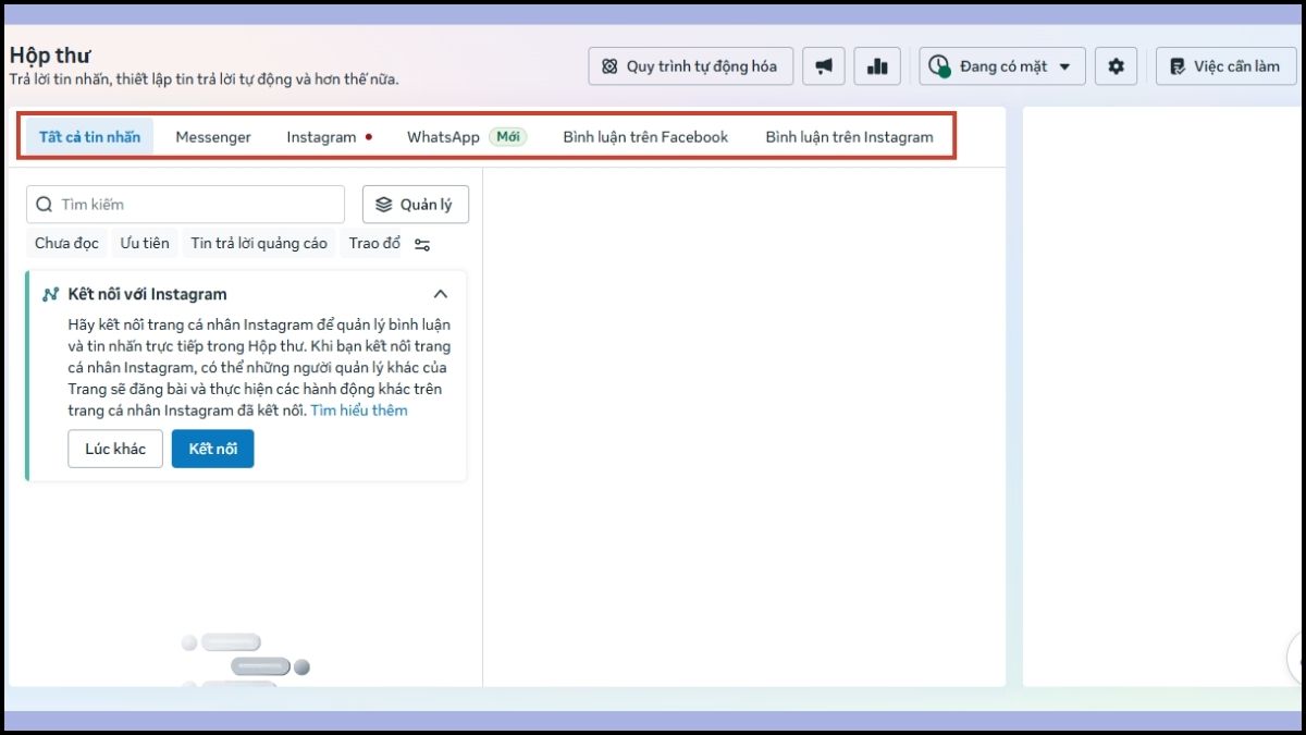 Hướng dẫn sử dụng Meta Business Suite quản lý tin nhắn và bình luận - bước 2