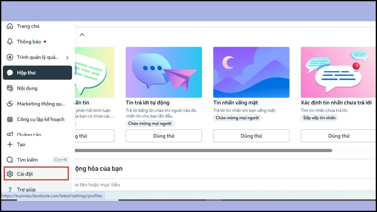 Kết nối tài khoản Instagram với Facebook Business - bước 1