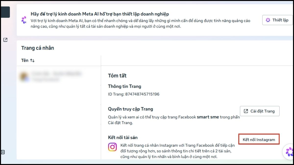 Kết nối tài khoản Instagram với Facebook Business - bước 2