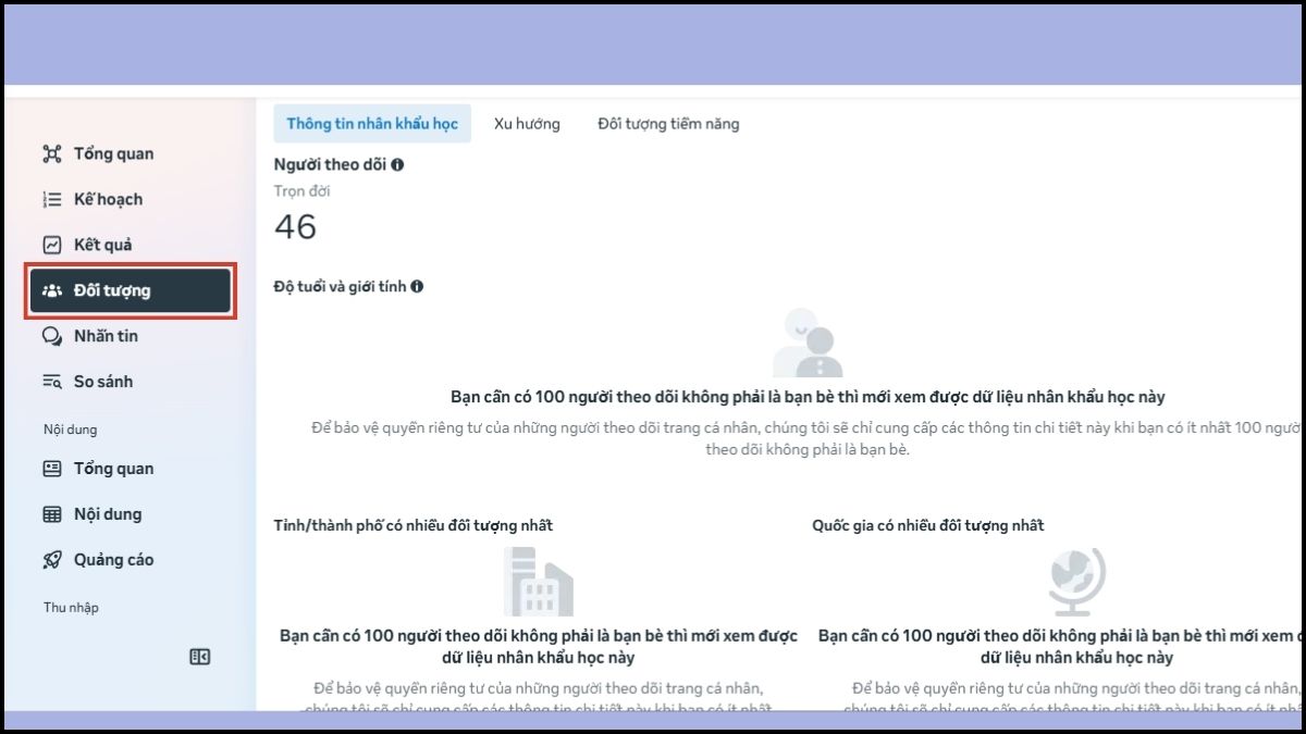 Xem báo cáo hiệu suất trong Insights trên Facebook business - bước 3