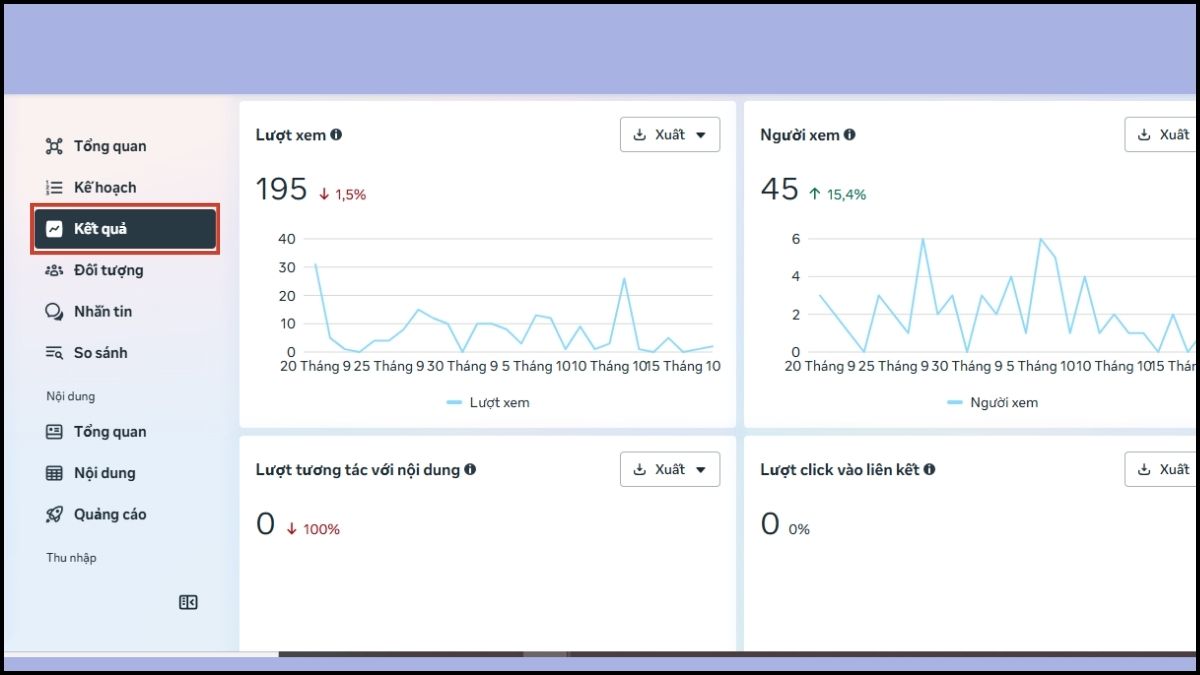 Xem báo cáo hiệu suất trong Insights trên Facebook business - bước 4