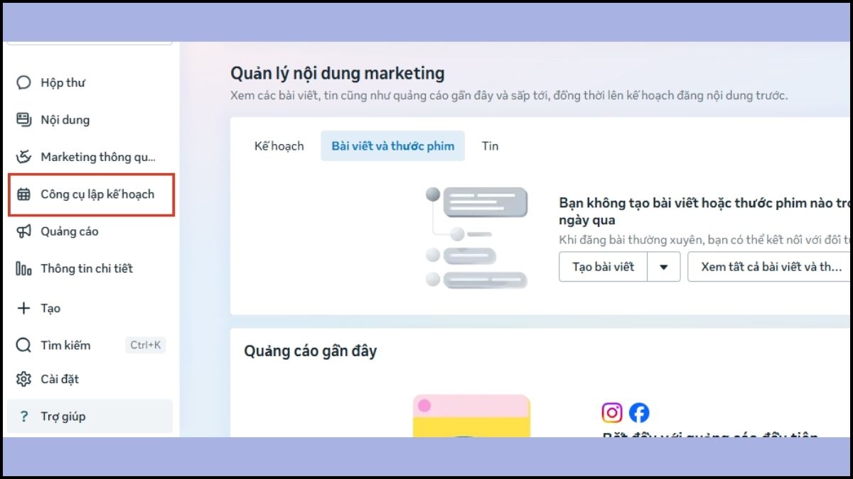Hướng dẫn sử dụng Meta Business Suite quản lý lên lịch đăng bài - bước 1