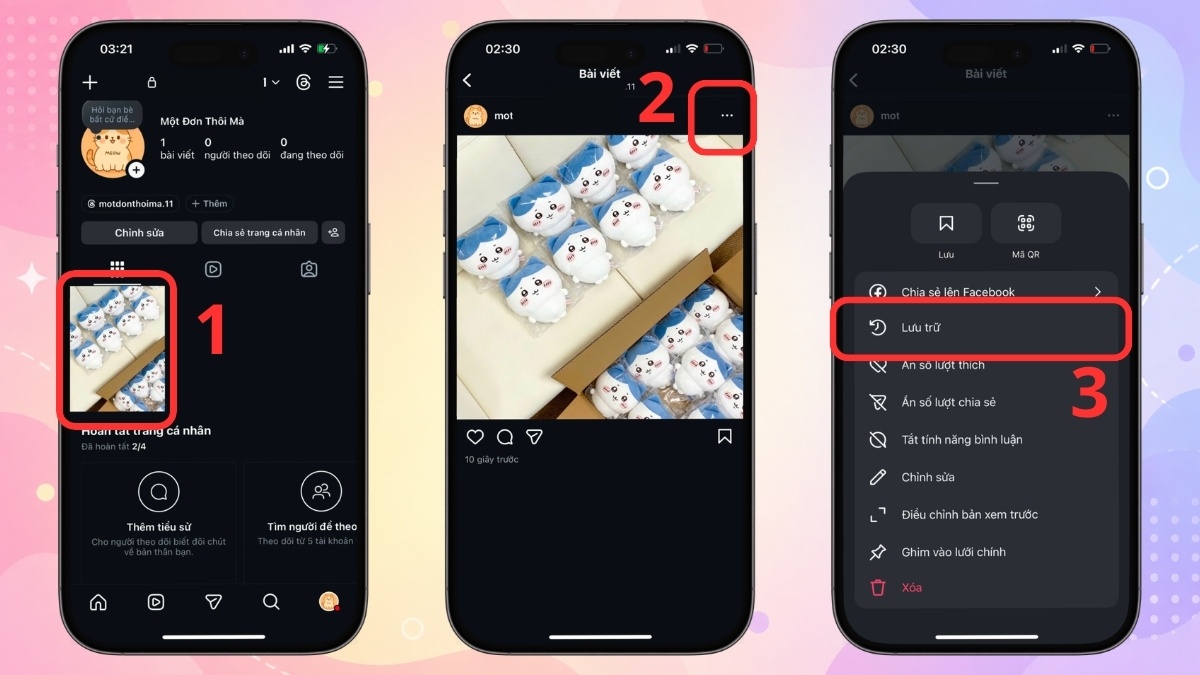 Cách ẩn bài viết trên Instagram bằng điện thoại