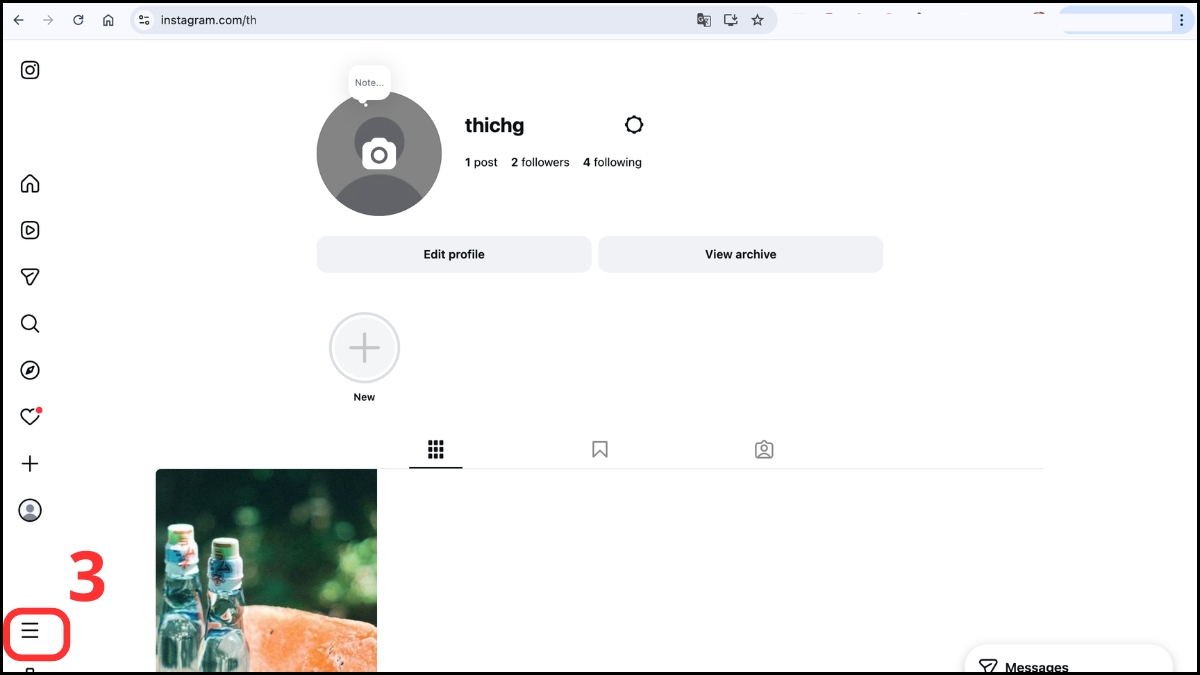 Cách ẩn bài viết trên Instagram bằng máy tính - bước 2