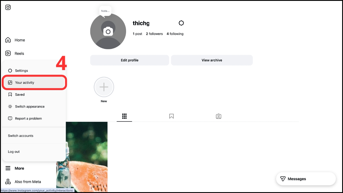 Cách ẩn bài viết trên Instagram bằng máy tính - bước 2.2