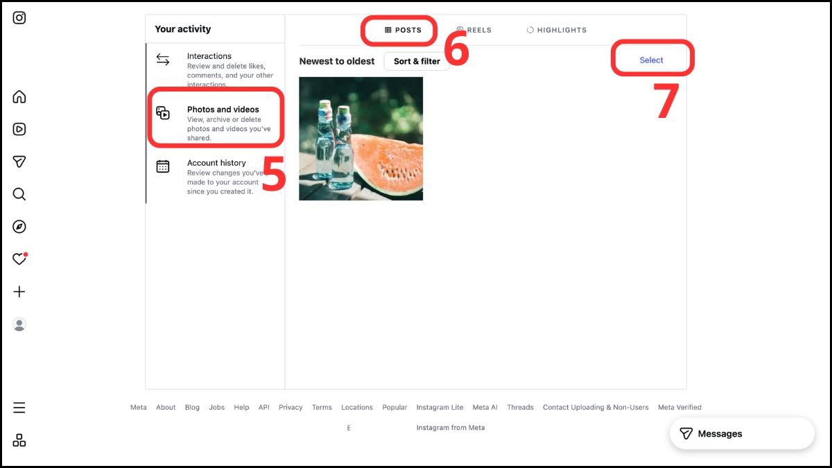 Cách ẩn bài viết trên Instagram bằng máy tính - bước 2.3