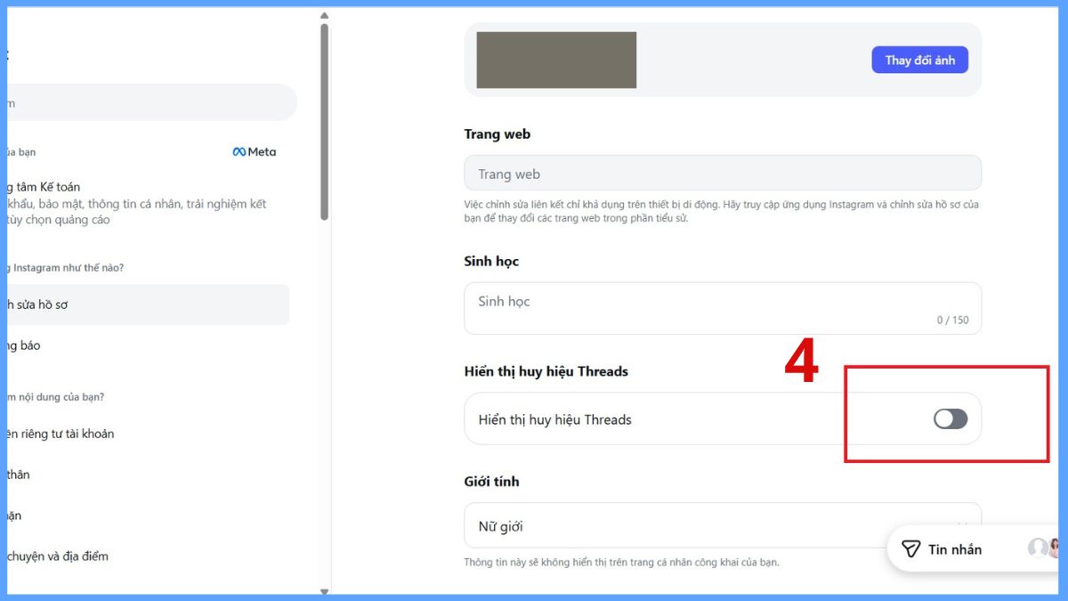 Cách ẩn lối tắt Threads trên Instagram - bước 3
