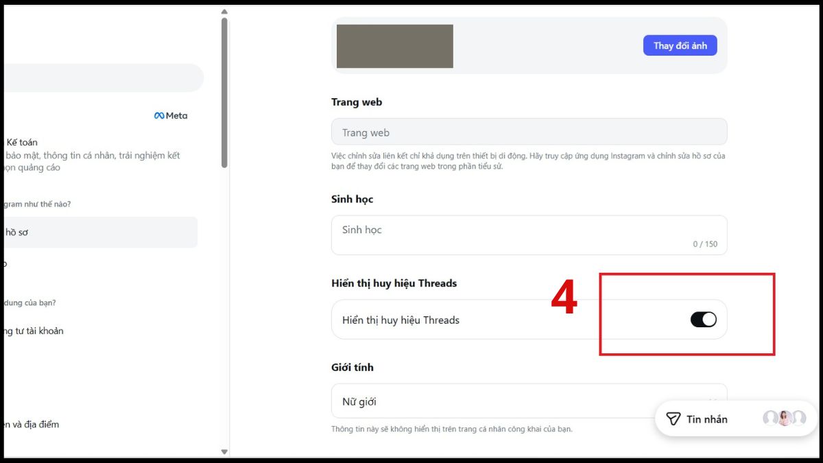 Cách hiện lại Threads trên Instagram sau khi đã ẩn - bước 3