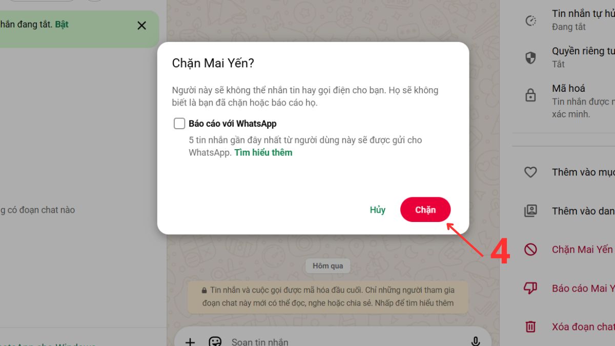 Có thể chặn ai đó trên WhatsApp không? trên máy tính - bước 4