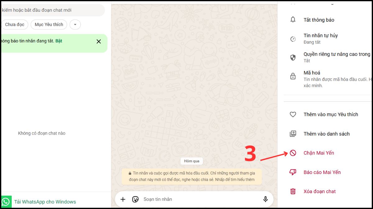 Có thể chặn ai đó trên WhatsApp không? trên máy tính - bước 3