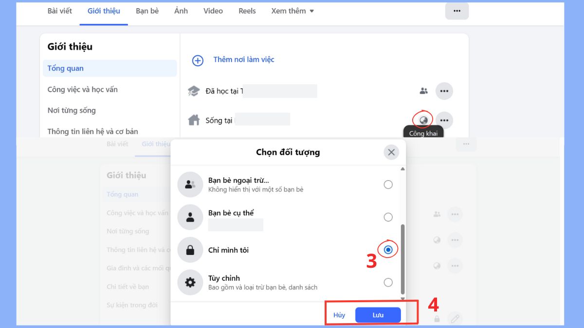 cách ẩn tài khoản Facebook trên máy tính -  bước 3