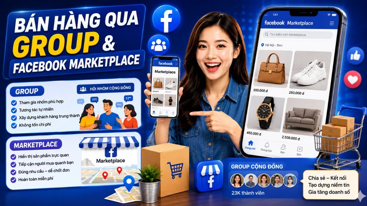 Các hình thức bán hàng trên Facebook phổ biến hiện nay bán hàng qua group