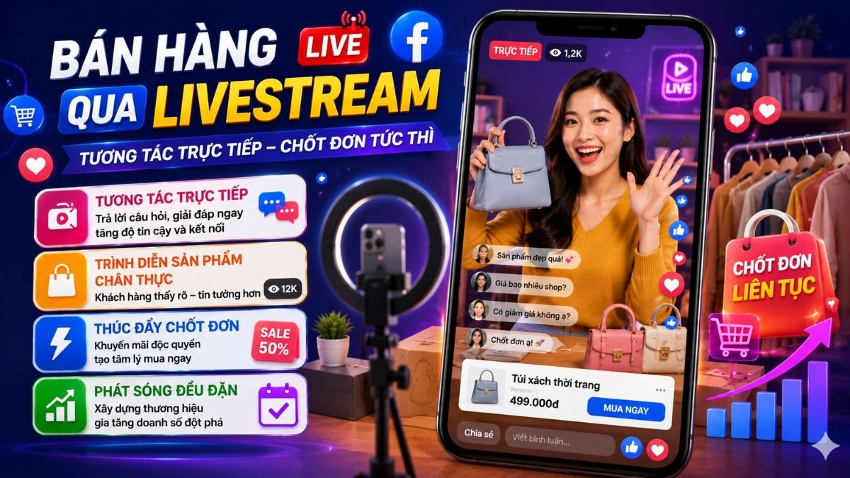 Các hình thức bán hàng trên Facebook phổ biến hiện nay qua livestream