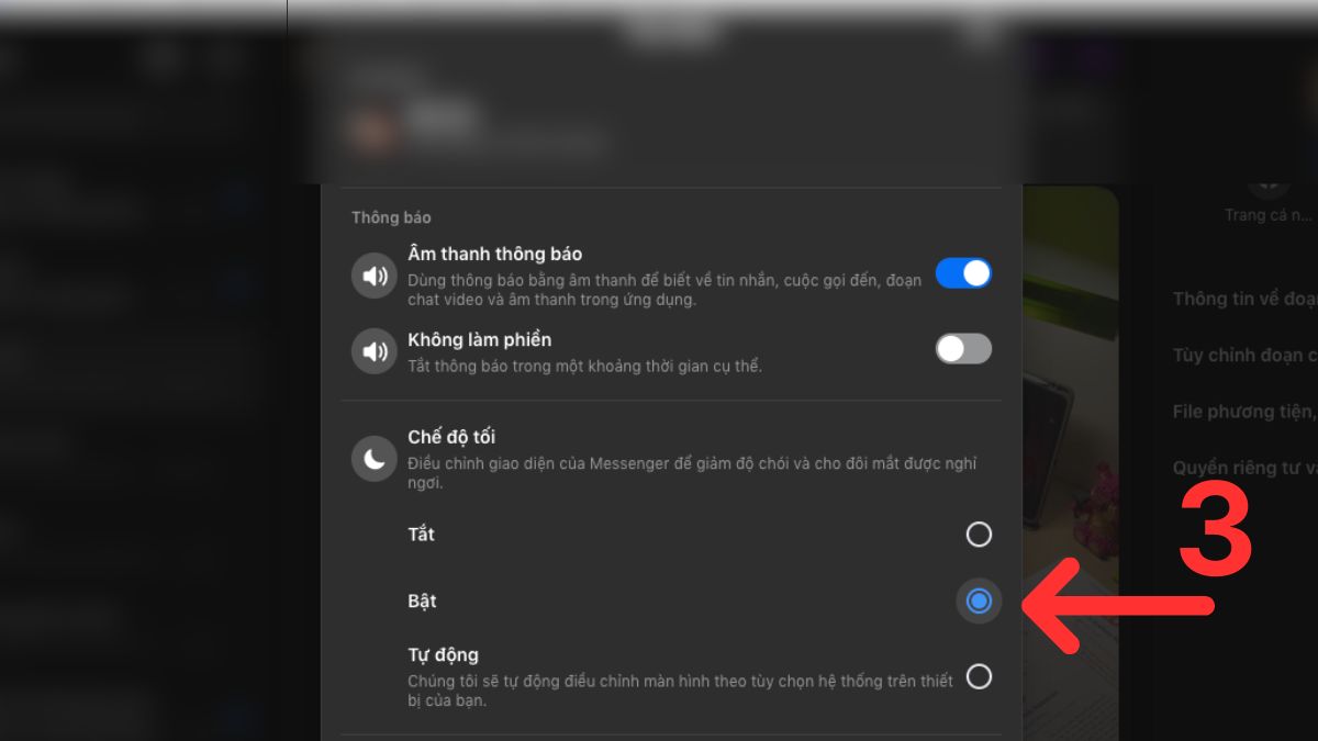 Bật chế độ Dark Mode Messenger trên Desktop - bước 3
