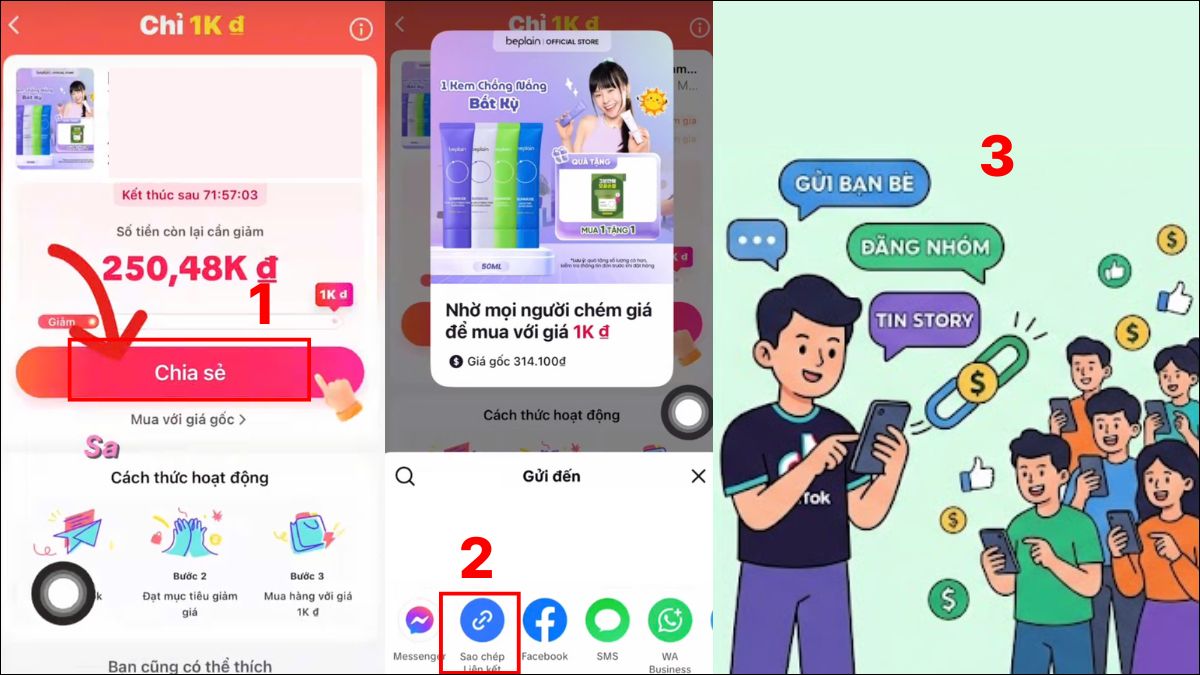 Chia sẻ link chém giá tiktok kêu gọi hỗ trợ