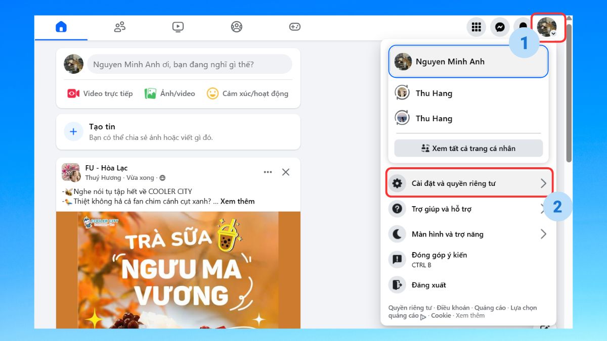 Hướng dẫn cách bật/tắt gợi ý kết bạn trên Facebook trên máy tính -  bước 1