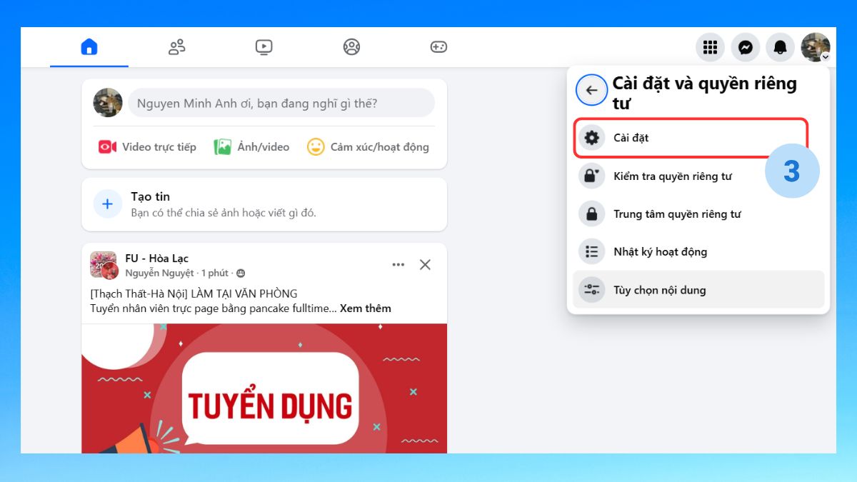 Hướng dẫn cách bật/tắt gợi ý kết bạn trên Facebook trên máy tính -  bước 2