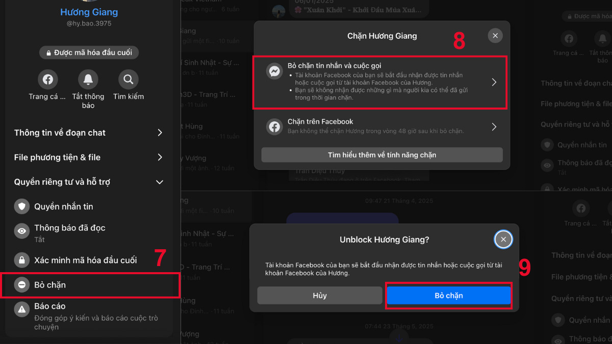 Hướng dẫn cách chặn và bỏ chặn trên Messenger trên máy tính - bước 4