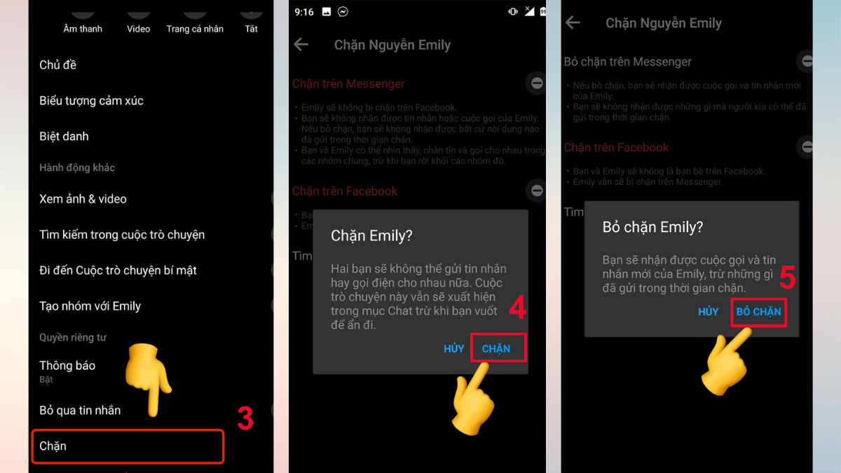 Cách chặn, bỏ chặn trên Messenger bằng Android - bước 2