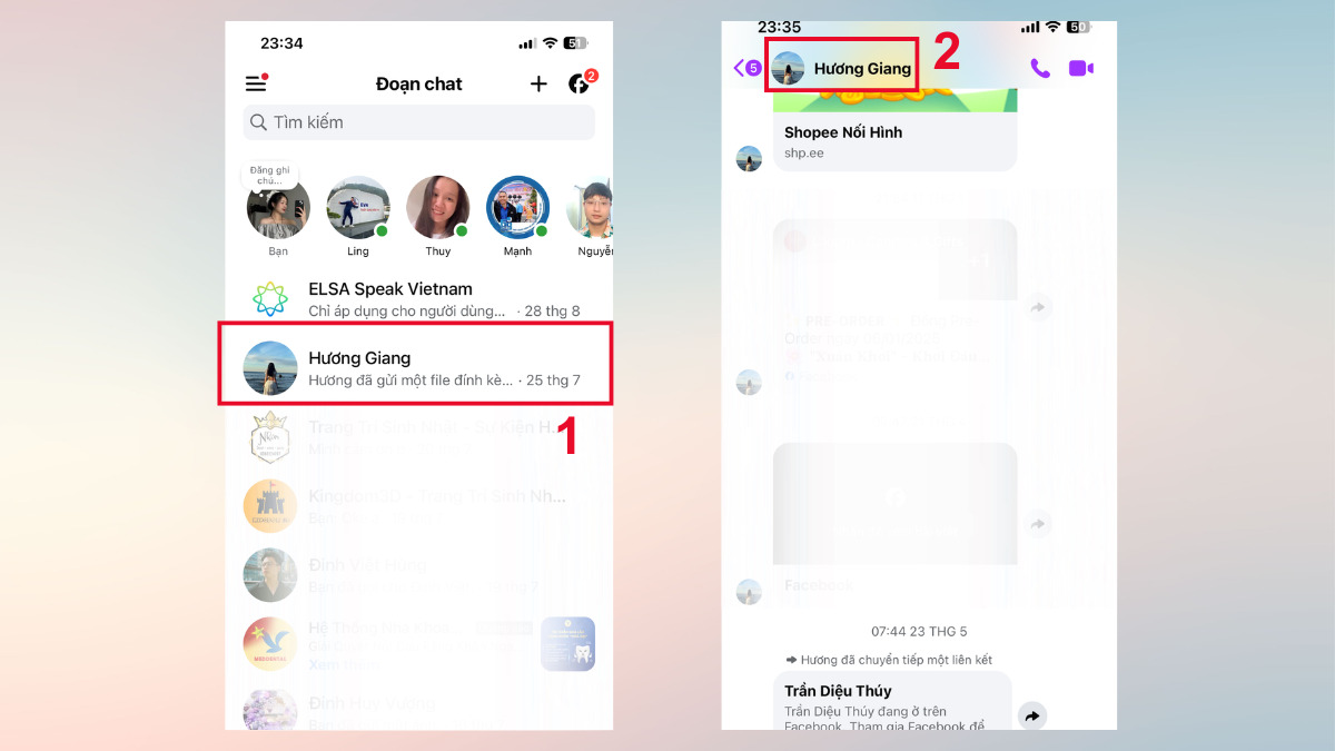Cách chặn, bỏ chặn trên Messenger bằng iPhone - bước 1