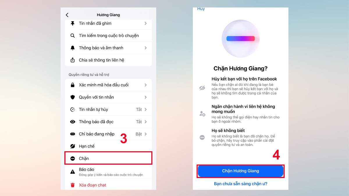 Cách chặn, bỏ chặn trên Messenger bằng iPhone - bước 2